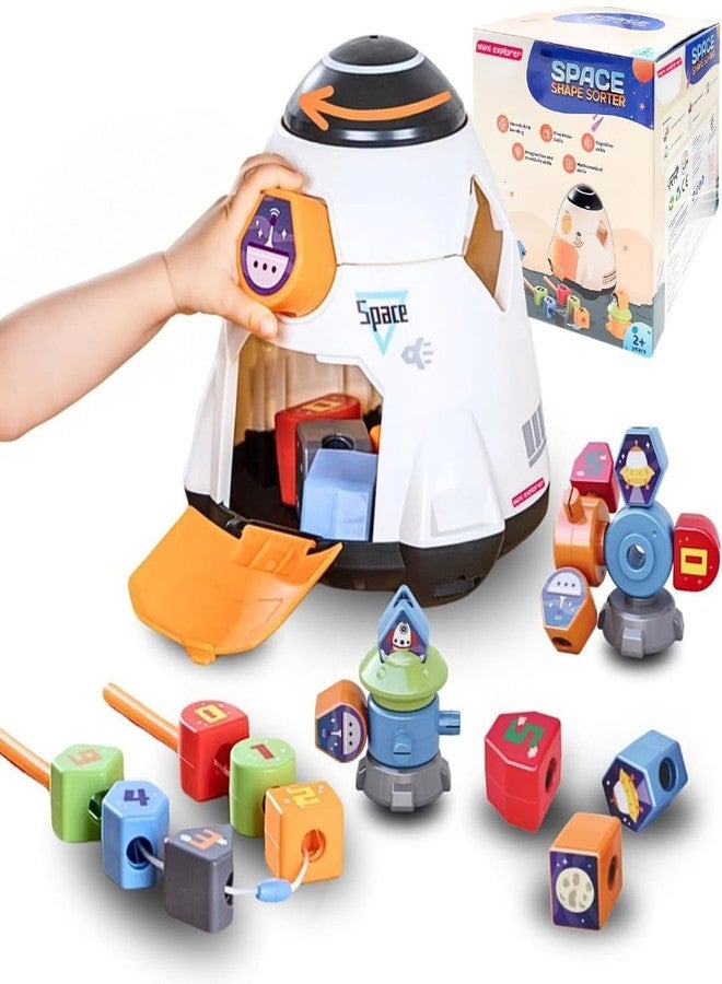 TOYVELLY لعبة سفينة الفضاء مونتيسوري المميزة من تويڤيلي للأطفال الصغار | مجموعة مكعبات للفرز والتركيب والتكديس والتطريز، مناسبة لمرحلة ما قبل المدرسة | هدية مثالية للأولاد والبنات من عمر سنتين فما فوق - Image 1